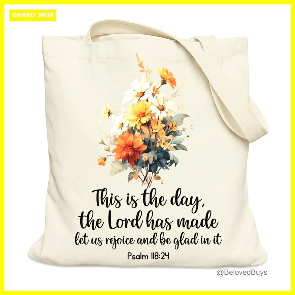 Canvas Tote Bag with Zippered Pocket, Medium Size for Everyday Use